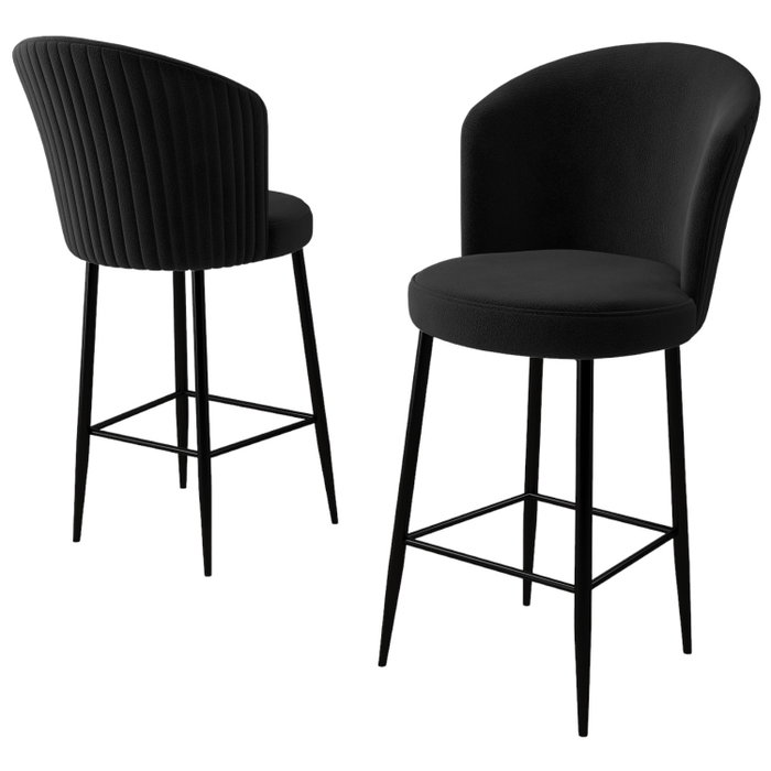 Hanah Home Taburetes de Bar Alte - Negro, Metal y Tela Babyface, Altura 102 cm